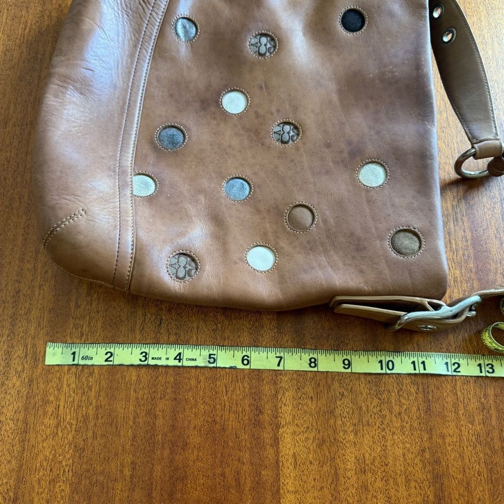 Vintage Rare Coach Leather Polka Dot Patchwork Shoulder Bag Silver Hardware - Picture 13 of 15